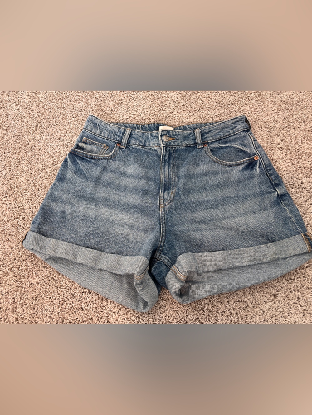 H&M Medium Blue Rolled Cuff Denim Shorts
